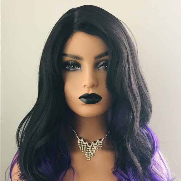 Very Pretty Effortless Style 24” Black & Purple Premium Fiber Wig - Picture 7 of 10